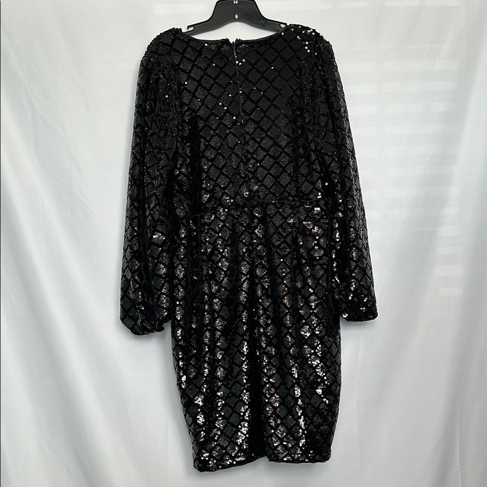 Torrid Black Sequin Mini Dress Long Sleeve‎ V-Neck Sheath - Picture 8 of 11
